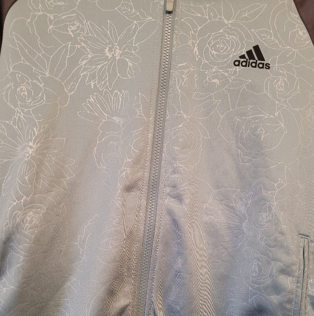 Adidas Jacket Floral Full Zip Womans Track Size Medium - Picture 3 of 7